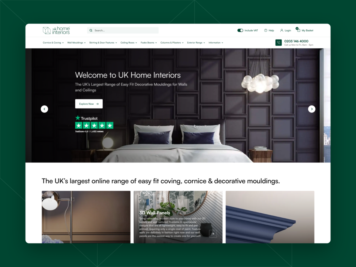 UK Home Interiors retail website with intelligent search and buying journey
