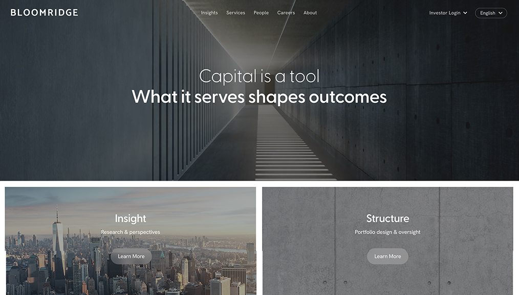 Bloomridge Investment Firm Website by Webpop Design