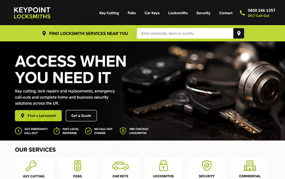 Locksmith website with local pages for better search visibility