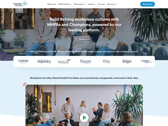 Everymind at Work mental health platform website design