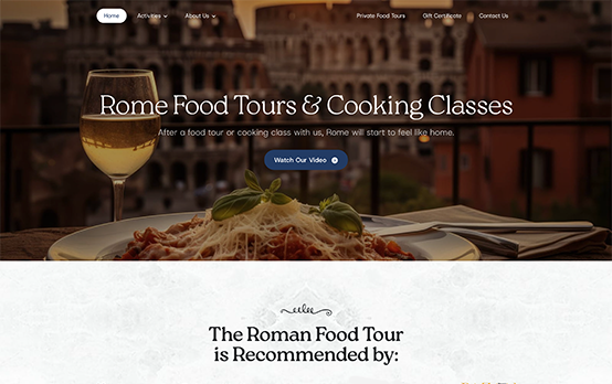 Tour operator landing page design with trust strip and travel photography