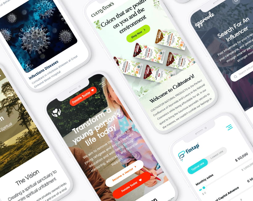 Web design mockups created by a London-based web design agency, showcasing modern layouts, user interface elements, and responsive design concepts.