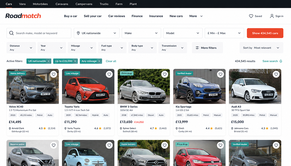Automotive Platform Car Search Page