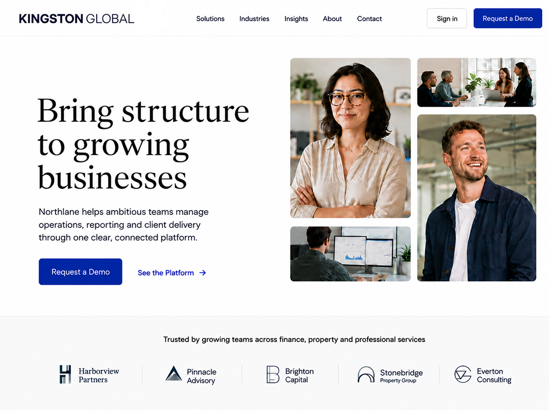 Corporate Landing Page Mockup for global corporation