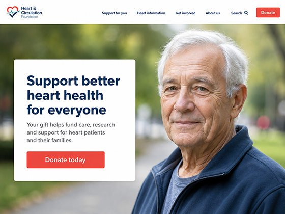 Heart hospital foundation campaign page design with patient support messaging