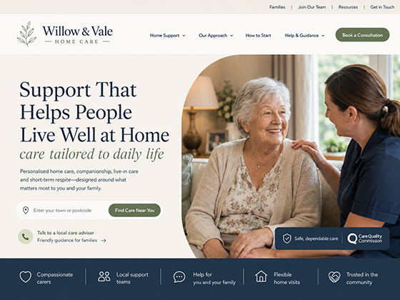 Home Care Landing Page Design