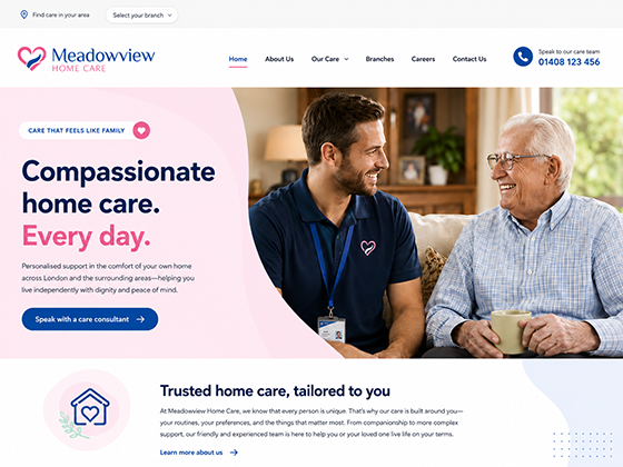 Home Care Provider Page Design