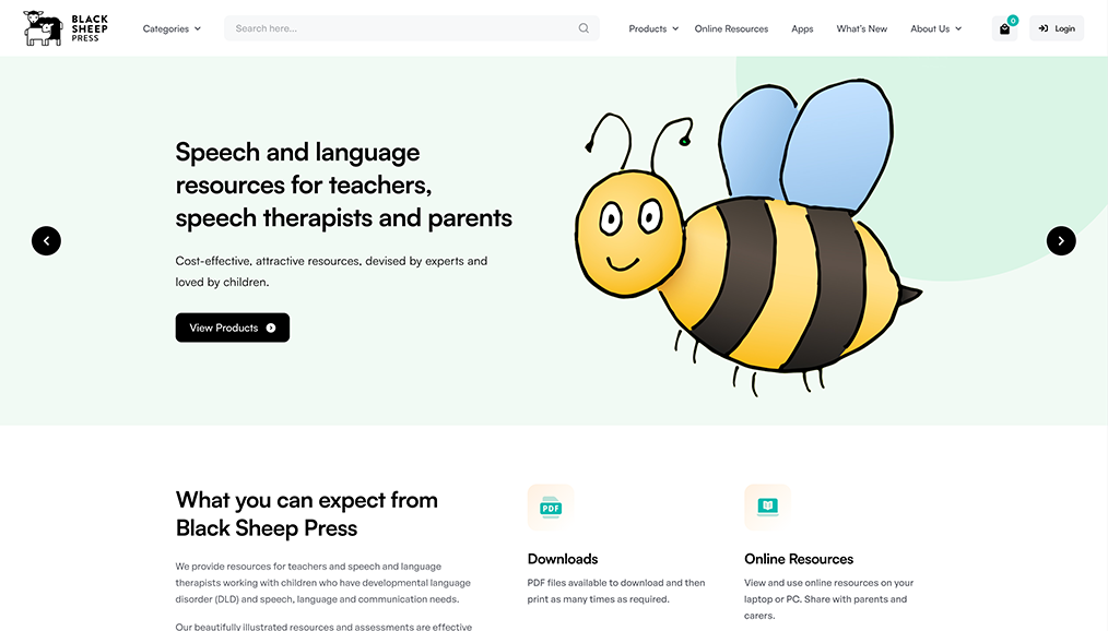 Membership website home page design showing gated resource downloads and online resources for subscribers.